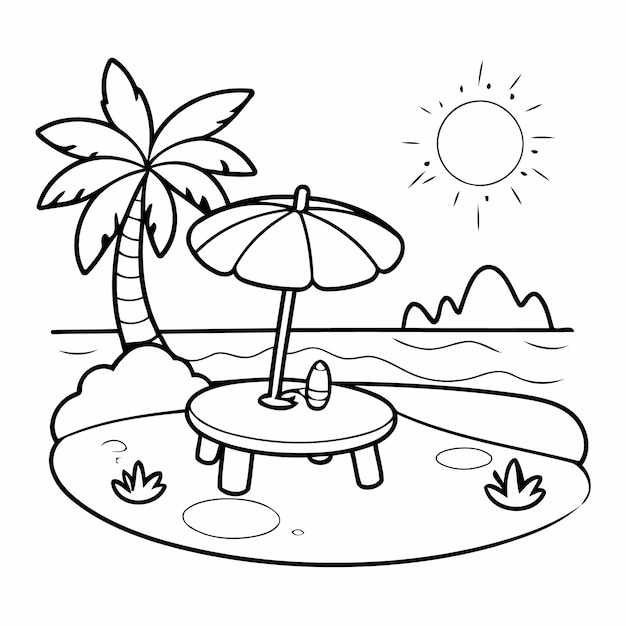 Funny summer doodle for kids colouring page