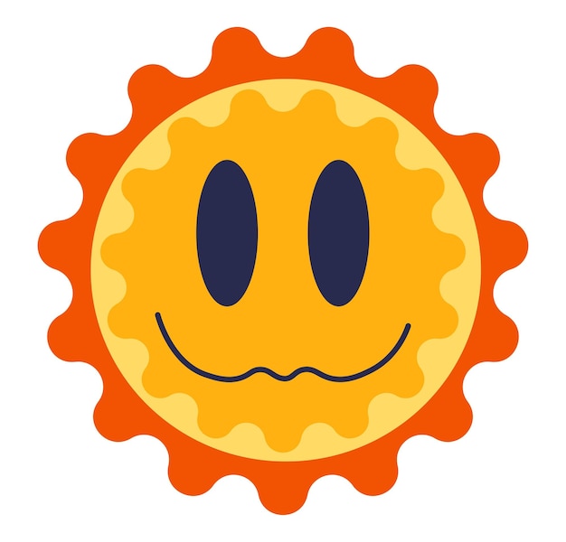 Personaggio divertente del sole con un'espressione facciale sorridente