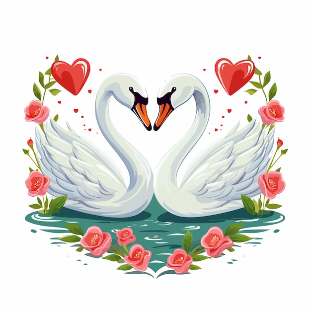 ベクトル funny_swans_in_love_vector