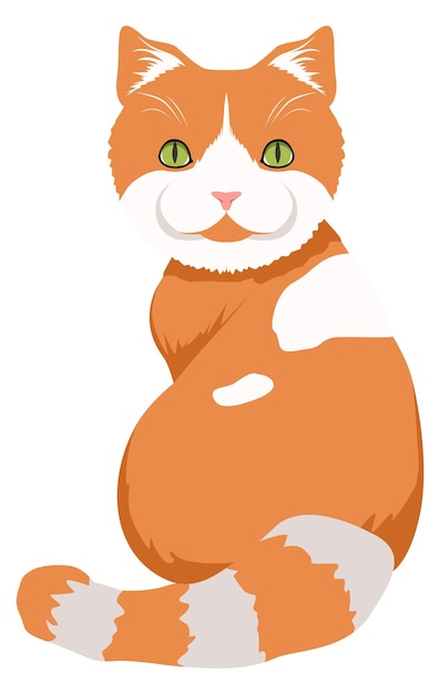 Вектор Забавный полосатый кот рыжий питомец пушистое животное