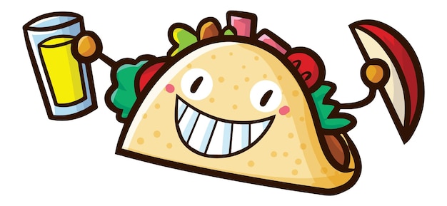 Vector funny tacos ready to have a party.
