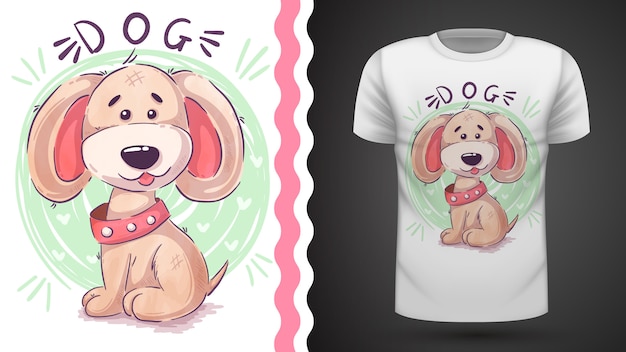 プリントTシャツのための面白いテディ犬