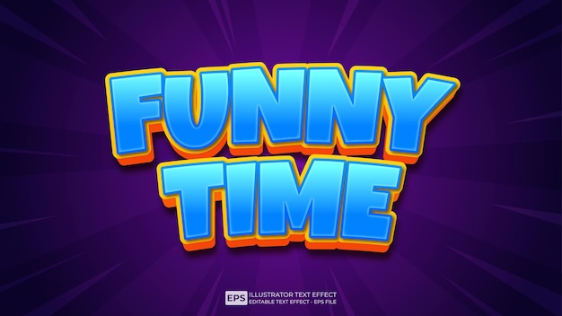 Vector funny time editable 3d text effect font