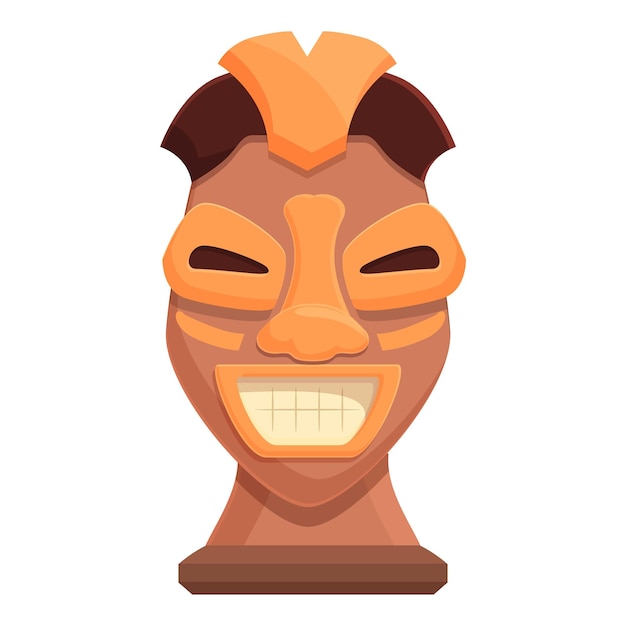 Funny totem face icon cartoon vector Civilization culture