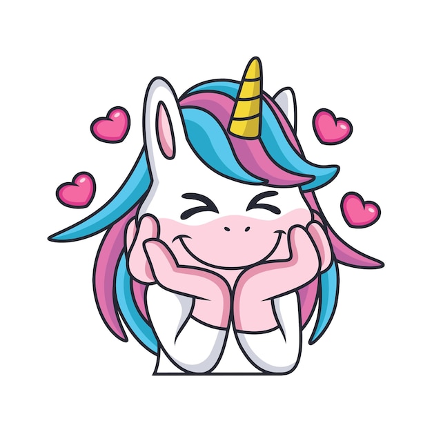 Funny Unicorn Cartoon with Cute Expression