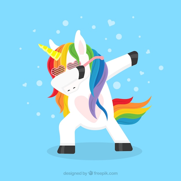 Funny unicorn doing dabbing