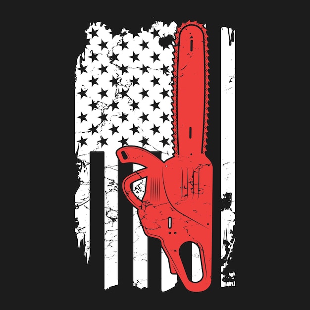 Vector funny us flag chainsaw tshirt lumberjack logger lumber gift