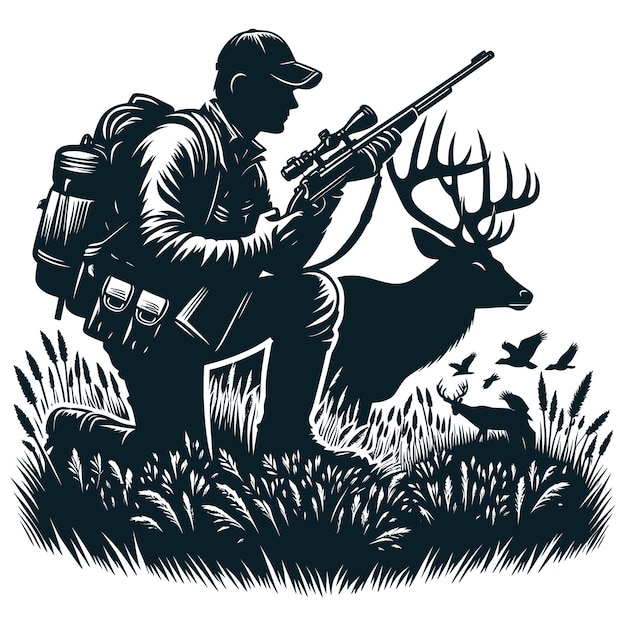 Vector funny usa winter hunting silhouette files gift for dad