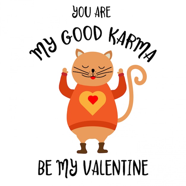 Funny Valentine's day card with cat