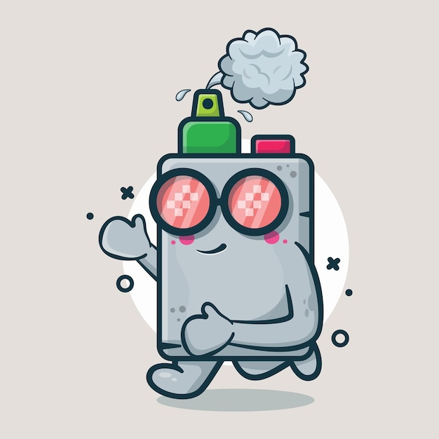 Funny vape electronic cigarette character mascot running isolated cartoon in flat style design