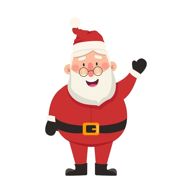 Funny vector Santa Claus waving his hand in a friendly manner.