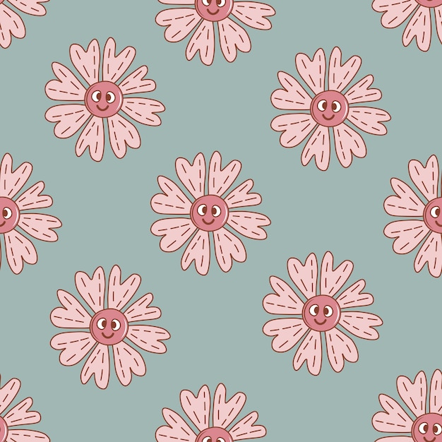 Funny vintage floral seamless pattern