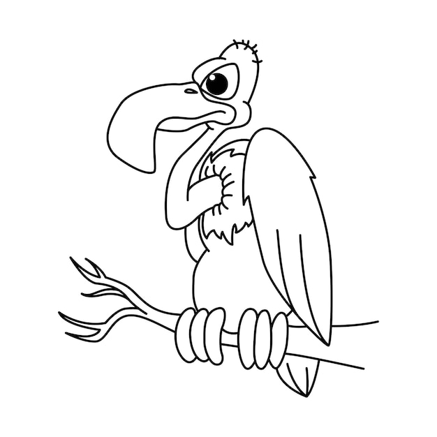 Funny vulture cartoon coloring page