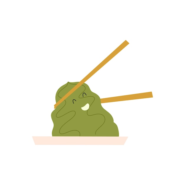 Funny wasabi character Vector illustration in flat style