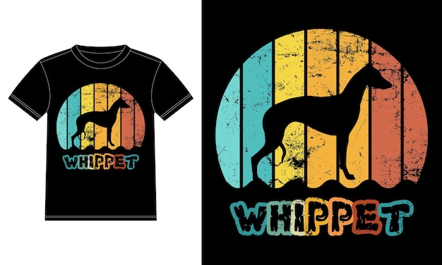 Divertente whippet vintage retro sunset silhouette regali amante dei cani proprietario di cani t-shirt essenziale