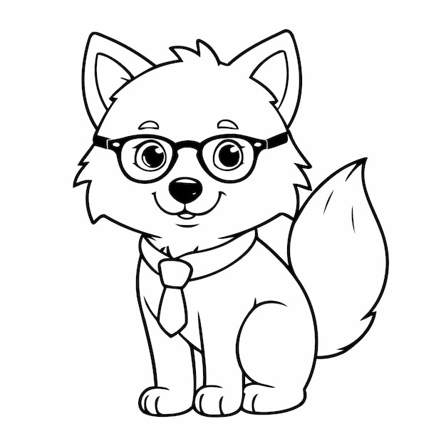 Funny Wolf doodle for kids colouring page