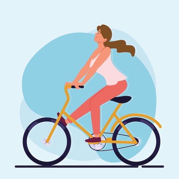 Funny woman riding bicycle