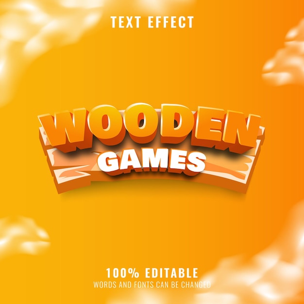 Funny wooden games text effect perfect for your game logo and title