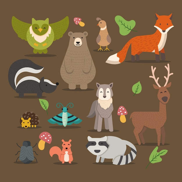 Funny Woodland Animals Character Collection