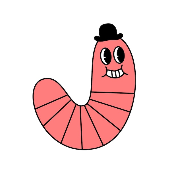 Vector funny worm doodle icon perfect for logo wed design