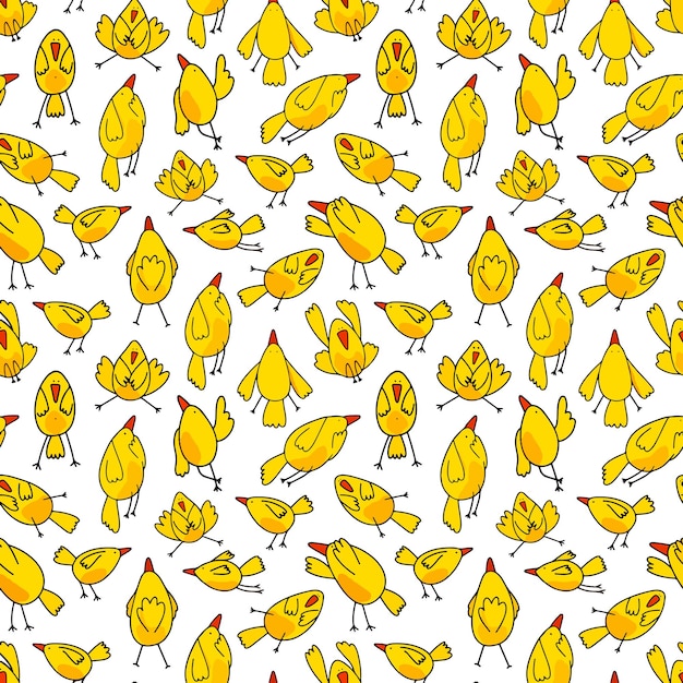 面白い黄色の鳥のパターン