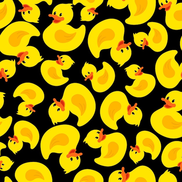 Vector funny yellow rubber ducks cute seamless pattern texture for fabric wrapping wallpaper