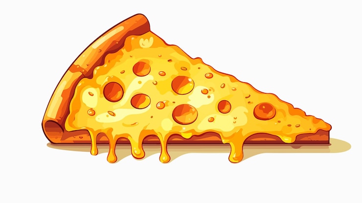 Vector funny yummy cheese vegetable pizza slice