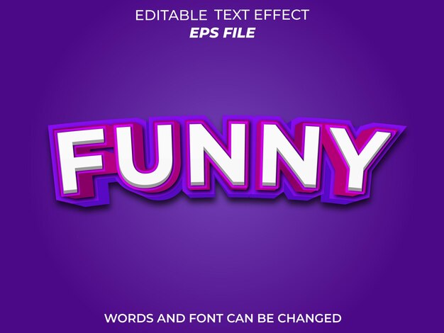 funy text effect 3d editable text vector template