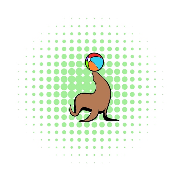 Vector fur seal circus comics icon isolated on a white background