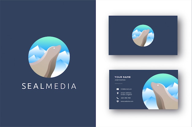 Fur seal logo and business card template