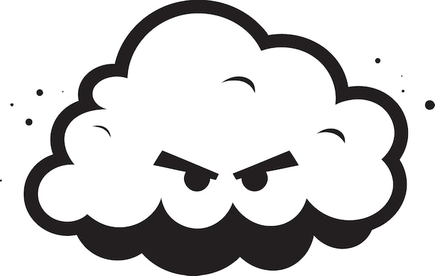 Vettore furious cumulus black angry cloud logo tempestuous rage cartoon cloud vector icon