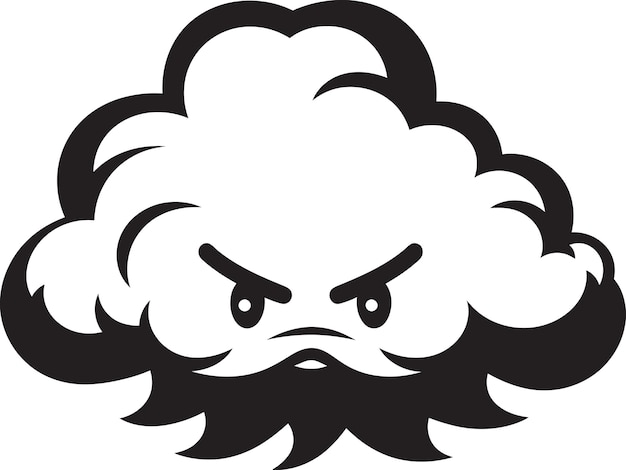 Furious Cumulus Black Cloud Cartoon Design Tempestuous Rage Angry Cloud Emblem Design