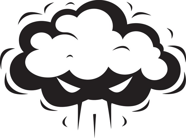 Vector furious cumulus black cloud cartoon emblem tempestuous rage angry cloud design
