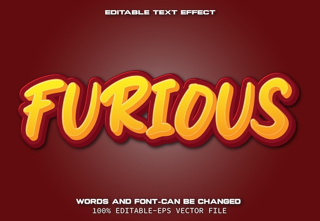 Furious editable text effect cartoon style