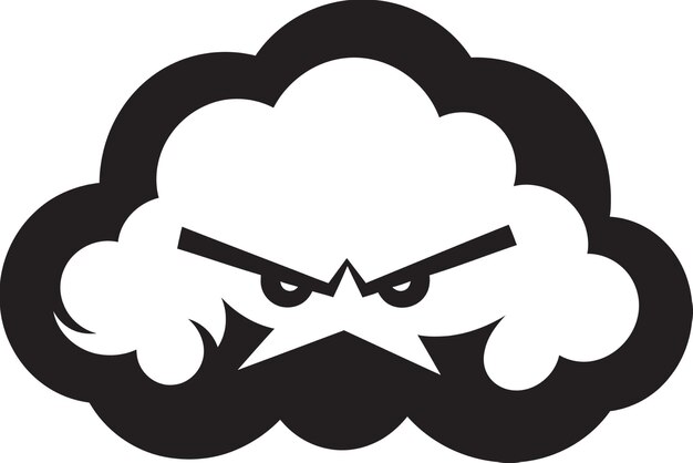 Furious Nimbus Angry Cartoon Cloud Icon Raging Storm Angry Vector Cloud Emblem