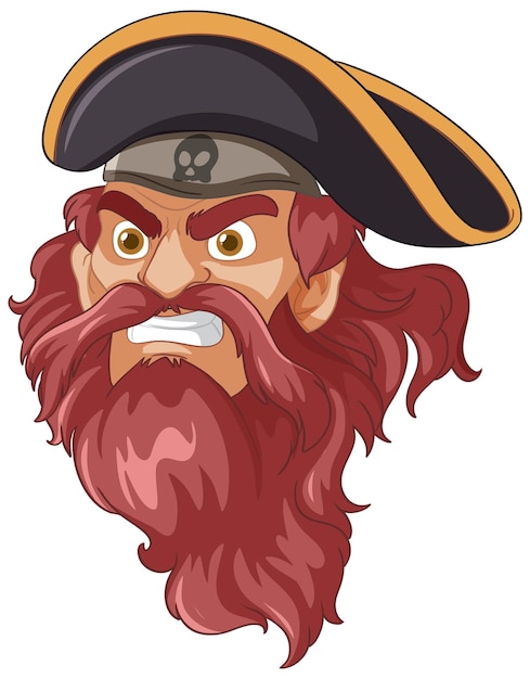 Vector furious pirate captain with a majestic long beard