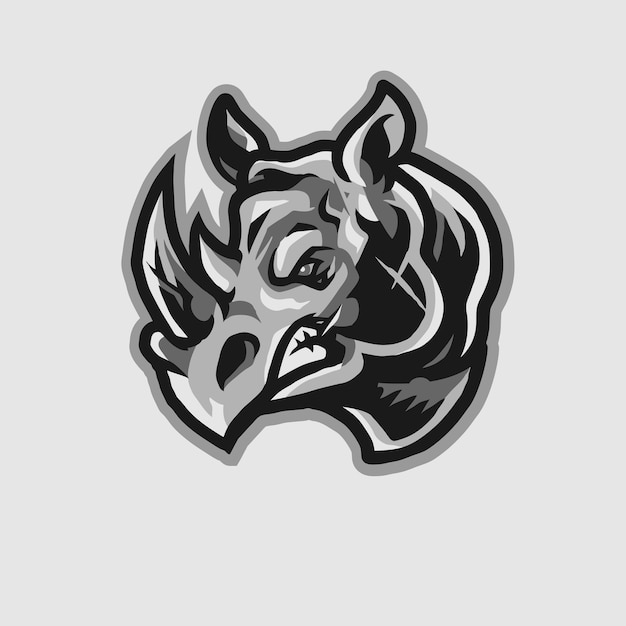 Furious Rhino Head Mascot Logo eSport Illustration 