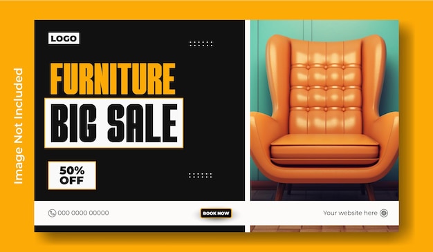 Vector furniture advertise web banner template design