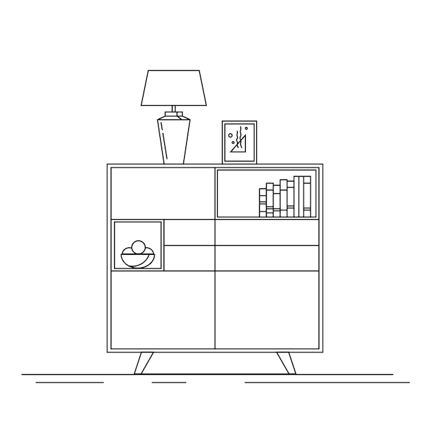 Furniture for the bedroom and living room. Vector flat icon. Design of a large dresser.