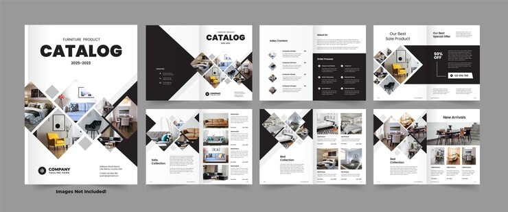 Vector furniture catalog design also multipurpose product catalog layout design