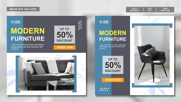 Vector furniture design social meda post collection template