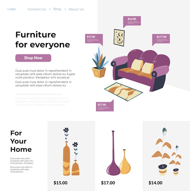 Vector furniture for everyone and home, website shops