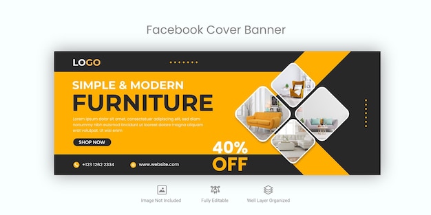 Мебельная обложка facebook и шаблон веб-баннера