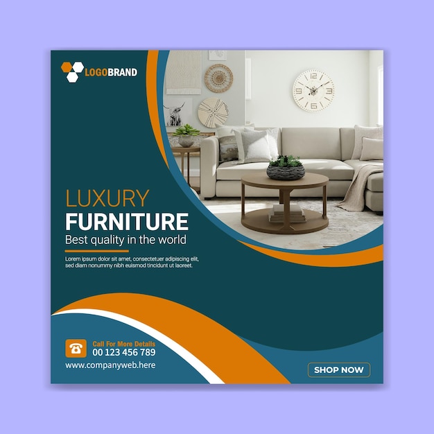 Furniture facebook cover page social media banner template