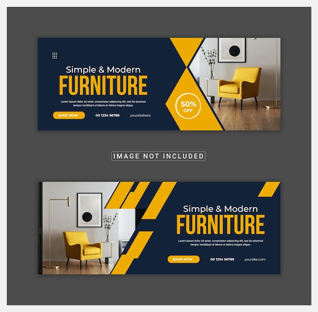 Vector furniture facebook cover page and web banner design