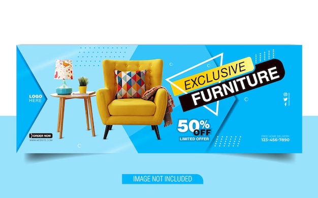 Furniture facebook cover page or web banner sale template