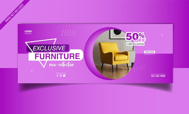 Furniture facebook cover page or web banner sale template