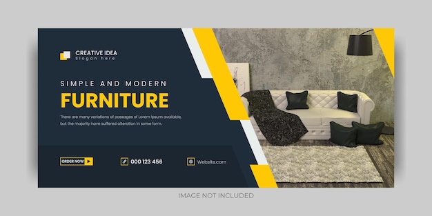 Furniture facebook cover and social media banner template premium vector