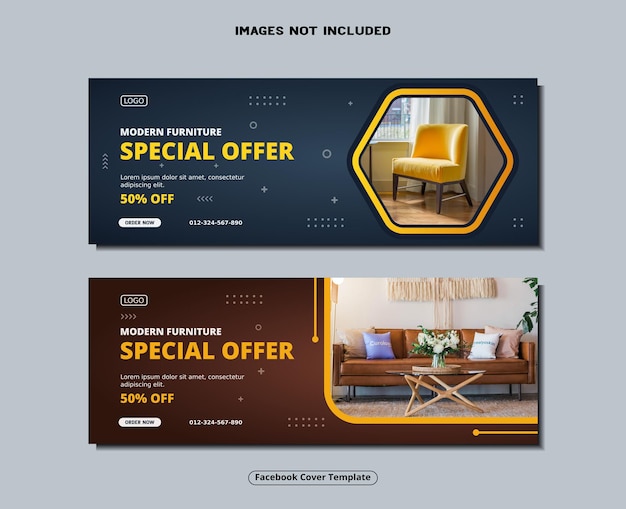 Furniture facebook cover and social media banner template