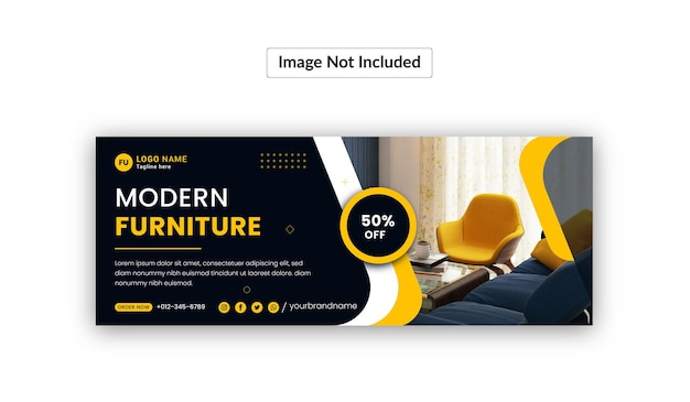 Furniture facebook cover and web banner template premium Vector